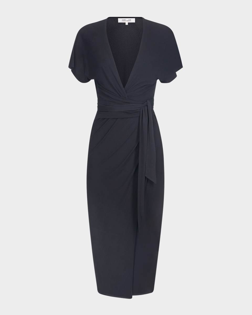 Paisley Bodycon Midi Wrap Dress
